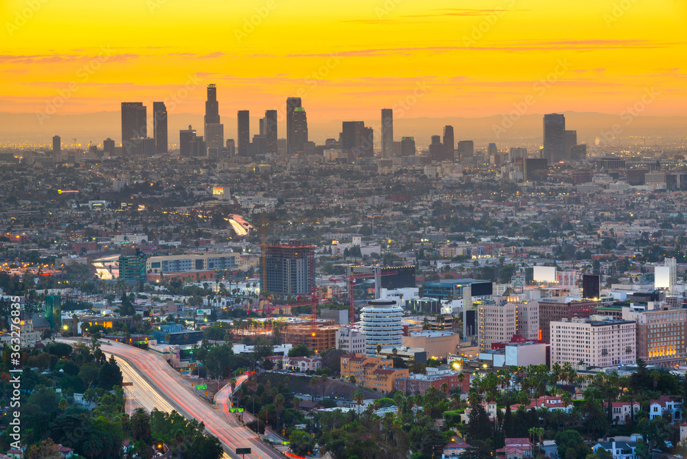 Fototapeta premium Los Angeles, California, USA Downtown City Skyline