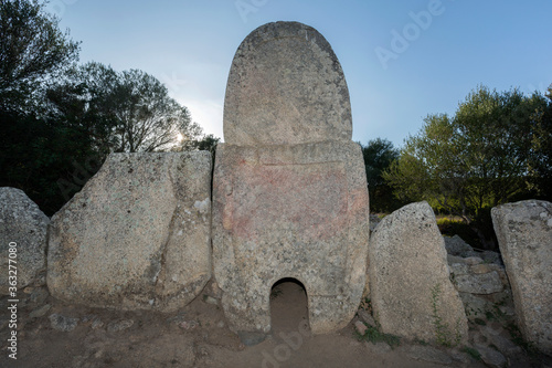 Giants' graves of Coddu Veccju near Arzachena, archeological site in Sardinia, Italy.  photo