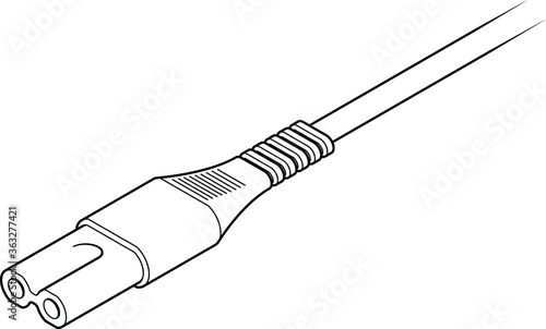 A PC/laptop power cord: 2-pin plug. Line art style.