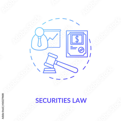 Securities law concept icon. Official document. Issuance of securities. Legally enforceable contract idea thin line illustration. Vector isolated outline RGB color drawing