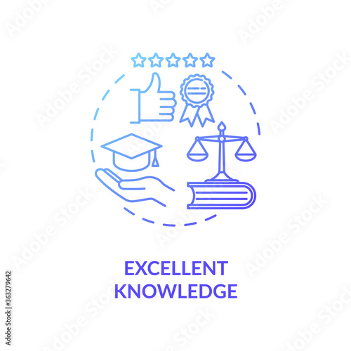 Excellent knowledge concept icon. School of jurisprudence. Law university department. Academic legal education idea thin line illustration. Vector isolated outline RGB color drawing