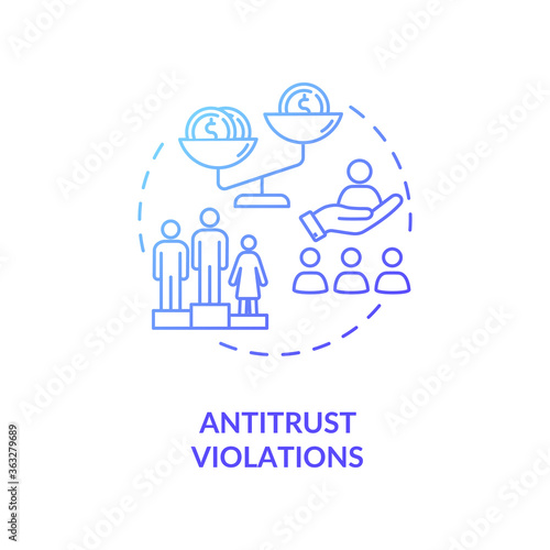 Antitrust violations concept icon. Anti competitive regulation. US common corporate crime. Competitive law idea thin line illustration. Vector isolated outline RGB color drawing