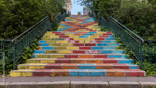 Colored stairs in Lyon
