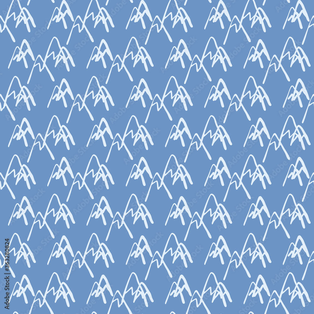 Seamless pattern with mountains on blue background. Hand drawn peak rock endless wallpaper. Seamless pattern with mountains on blue background. Hand drawn peak rock endless wallpaper.