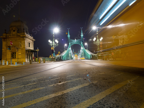 ponte Elisabetta sul Danubio a Budapest di notte 