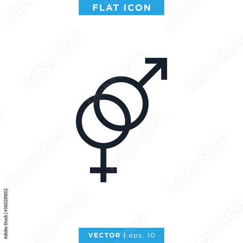Gender Icon, Male And Female Sex Symbol Vector Design Template