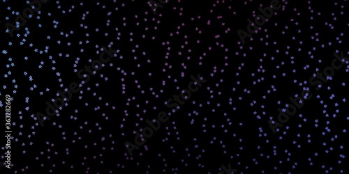 Dark Purple vector template with neon stars. Blur decorative design in simple style with stars. Best design for your ad, poster, banner.