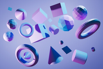 Poster 3D Geometrische 3D Formen in Reihe  © Виталий Сова