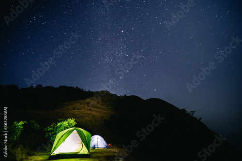 adventure travel from camping and see star and milkyway in summer season