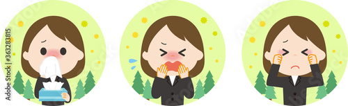 女性　アイコン　花粉　セット