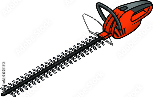 An electric hedge trimmer.