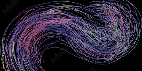Ribbon flow color swirl strokes. Wave sea isolated random lines. Wires as hair beam sheaf