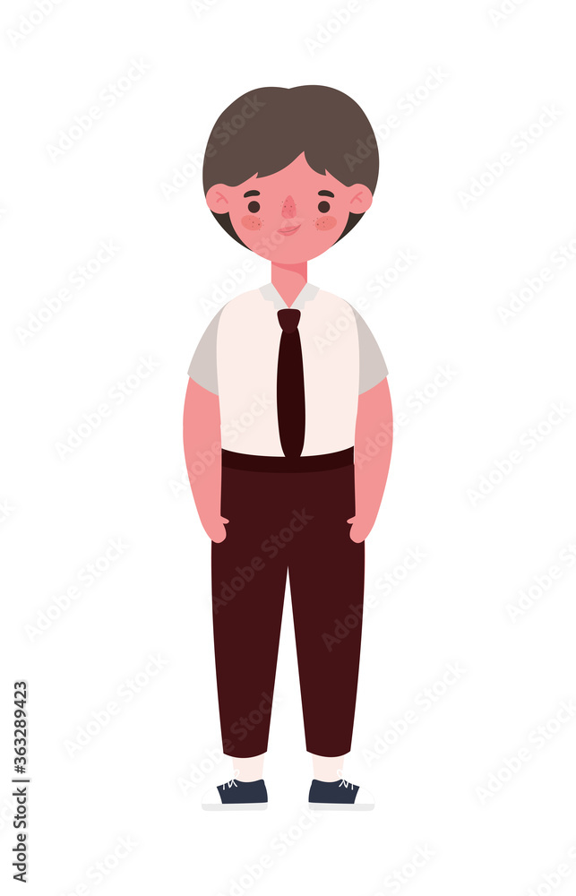 Boy kid cartoon with uniform design, Back to school education class lesson theme Vector illustration Boy kid cartoon with uniform design, Back to school education class lesson theme Vector illustration