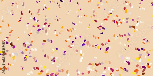 Light pink  yellow vector pattern with abstract shapes.
