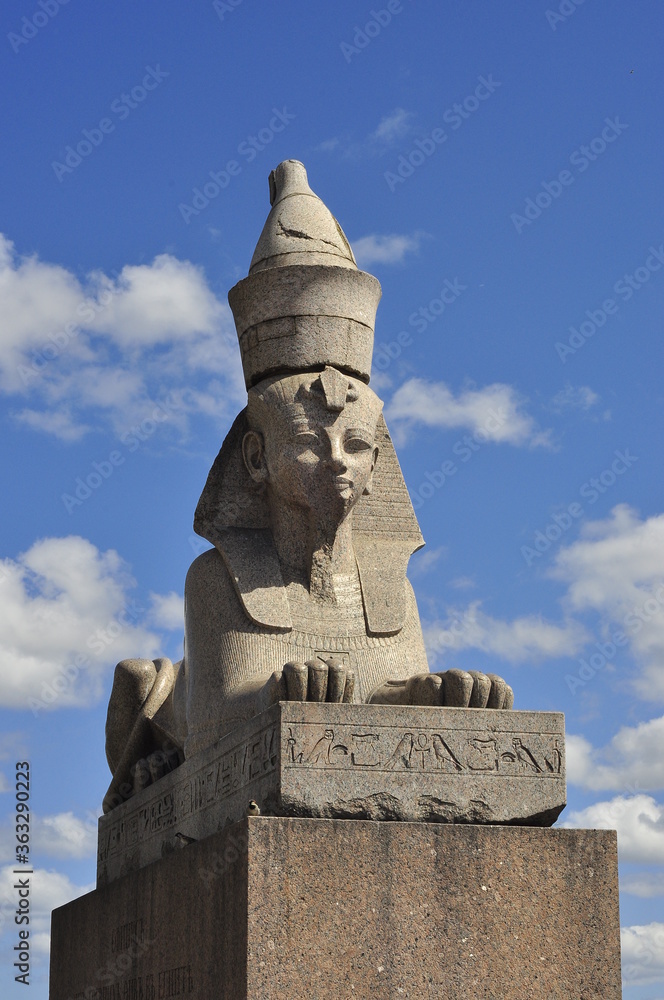 Sphinx sculpture on the embankment in Saint Petersburg.