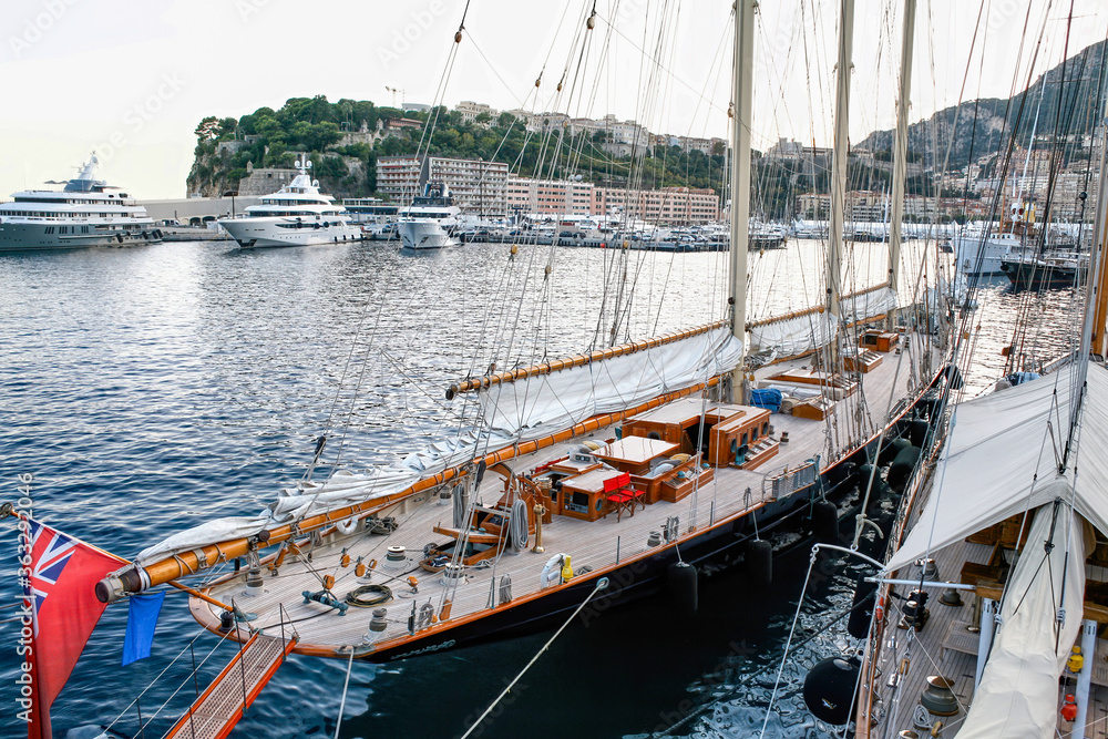 Moored old ship in Monaco