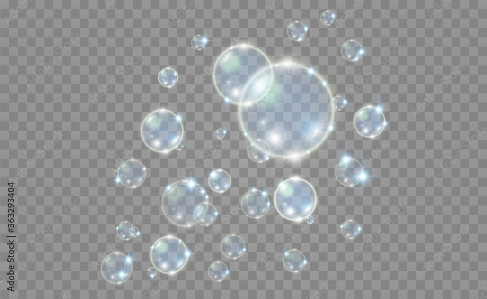 White beautiful bubbles on a transparent background vector illustration. Soap bubbles. White beautiful bubbles on a transparent background vector illustration. Soap bubbles.
