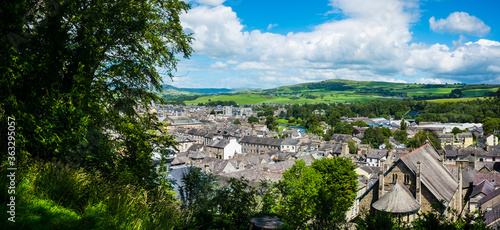 Panorama aerial view of Kendal town centre, Cumbria, UK photo