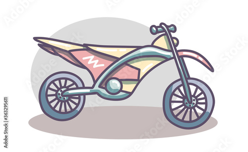 Hand drawn motorcycle. Cute doodle on white background.