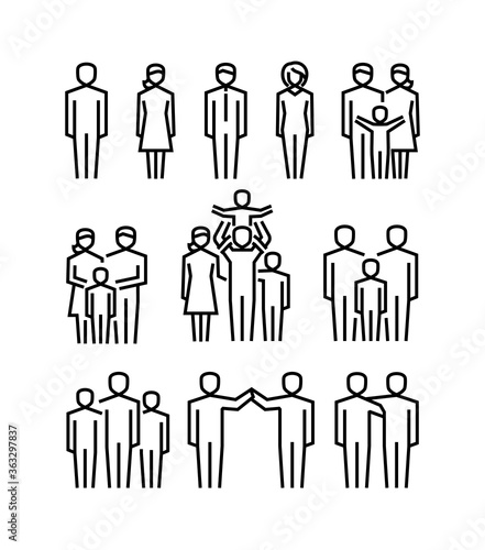 People Family Friends Vector Line Icons