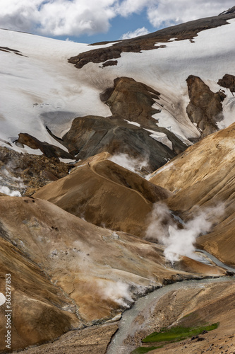 The amazing landscape of the Kerlingarfj  ll mountain range  deep inside the central highlands of Iceland. The area offers one of the countries most amazing geothermal areas. 