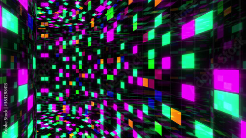 Disco Dance Floor Wall illumination Square Light Panel abstract 3D illustration background