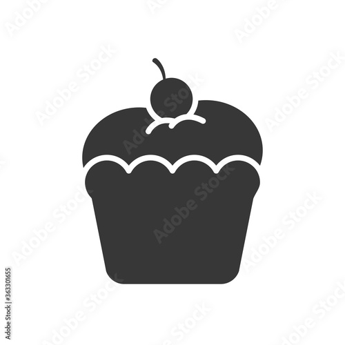 sweet cupcake with cherry on the top, silhouette style