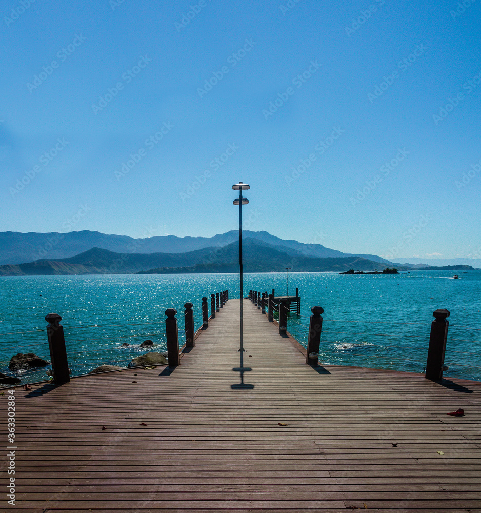 Pier in the sea of the Brazilian island