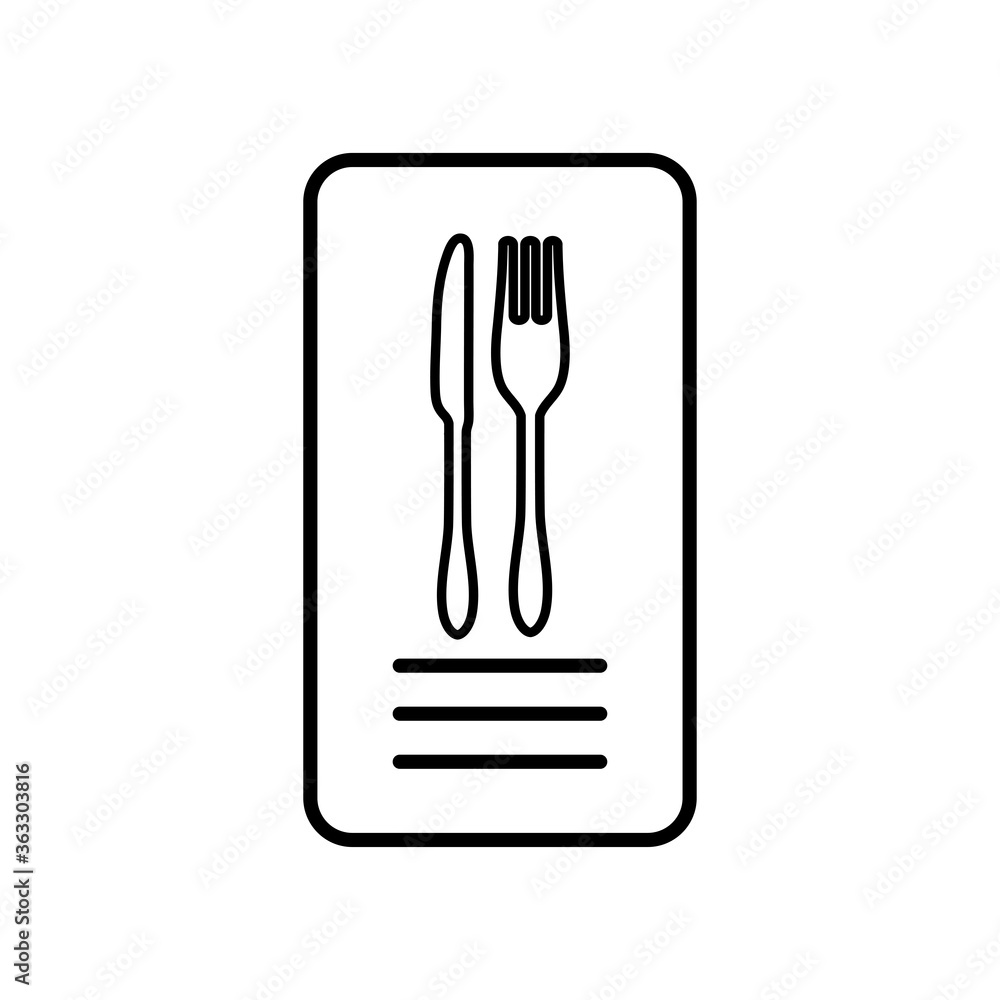 restaurant menu with fork and knife icons, line style restaurant menu with fork and knife icons, line style
