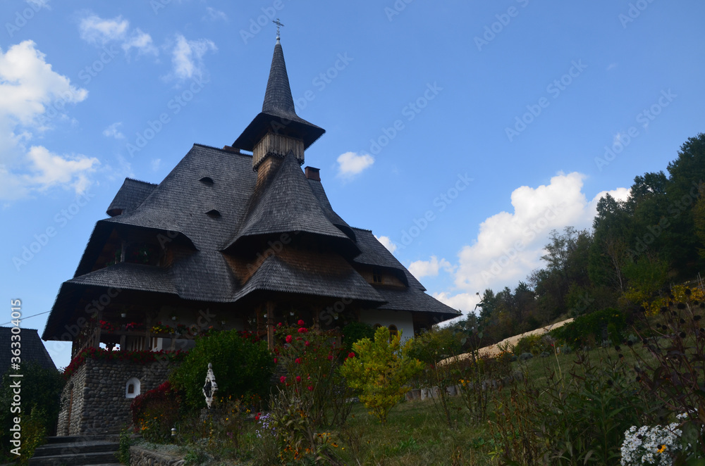 Traditional Maramures wooden architecture of Barsana monastery, Romania Traditional Maramures wooden architecture of Barsana monastery, Romania