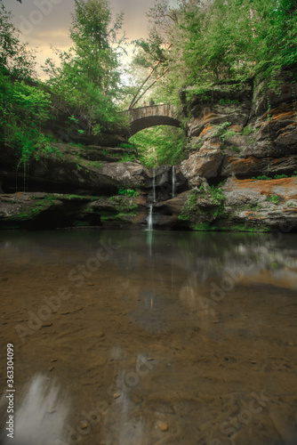 Old Man's Cave Upper Waterfall in Logan Ohio at Hocking Hills Park