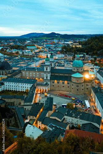 Sunset panorama of Salzburg, Austria