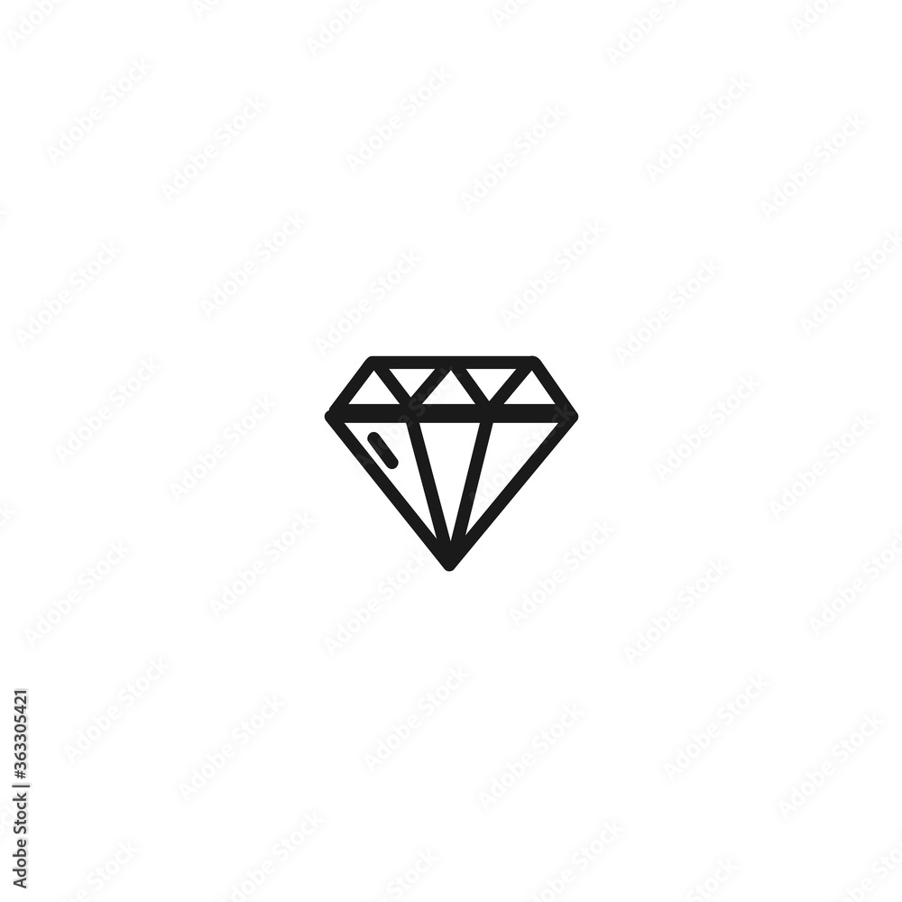 Diamond line icon on white background Diamond line icon on white background