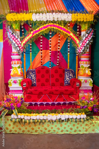 Canvas Print indian wedding stage decoration photos