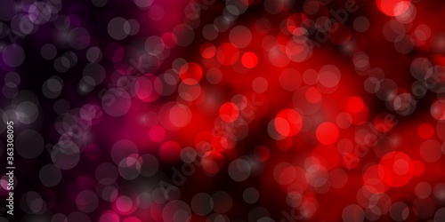 Dark Red vector background with circles. Abstract colorful disks on simple gradient background. Pattern for booklets, leaflets.