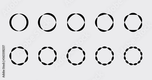 Circle chart section segments set vector diagram segments pie template. Circle segments set. Various number of sectors divide the circle on equal parts. From 2 to 10. Pie chart set. Diagram collection