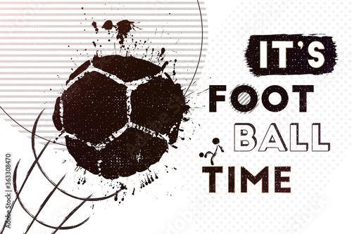It's football time. Vector illustration of abstract football background with grunge soccer ball print