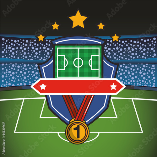 football soccer sport poster with stadium