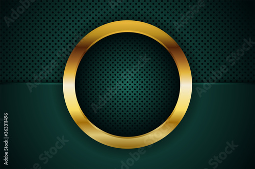 abstract luxury dark green overlap layer with golden line