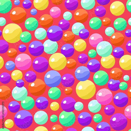 Seamless pattern with colorful bonbons candy balls. Vector illustration.