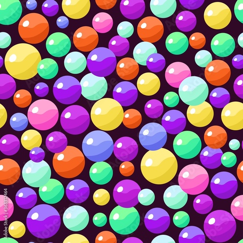 Seamless pattern with colorful bonbons candy balls. Vector illustration.