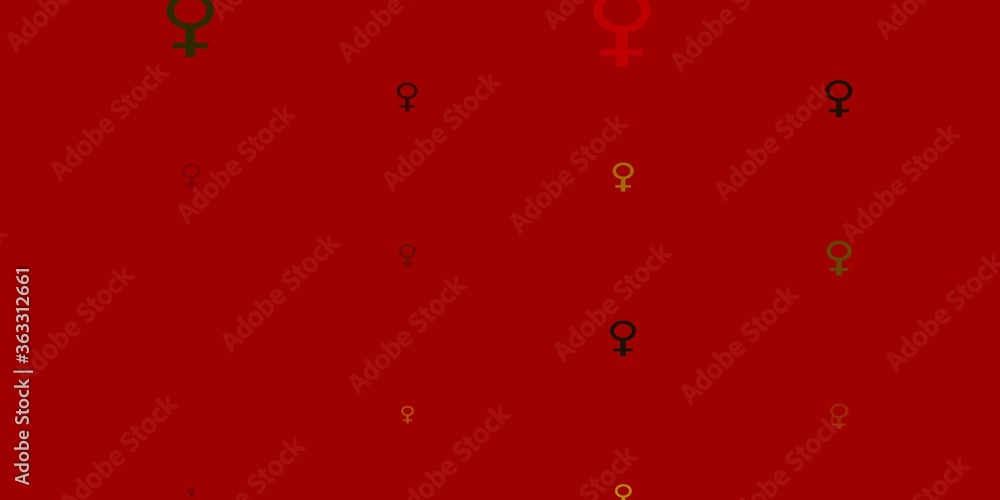 Light Green, Yellow vector backdrop with woman's power symbols. Light Green, Yellow vector backdrop with woman's power symbols.