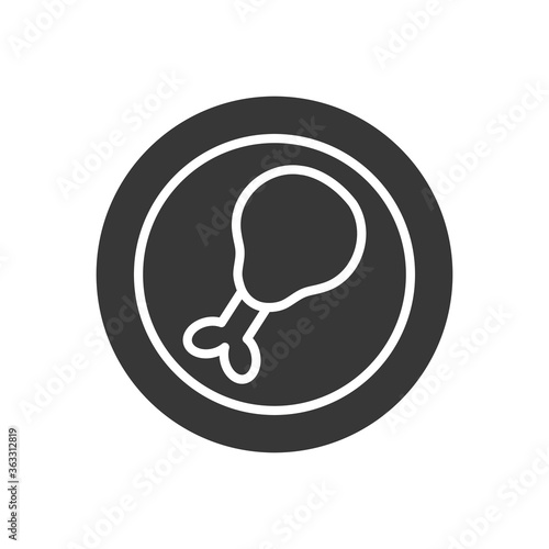 dish with chicken thigh icon, silhouette style