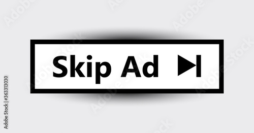 Skip ad vector button. Block advertisement icon. Simple Vector Skip Ad Button. Skip Ad button advertisement isolated icon