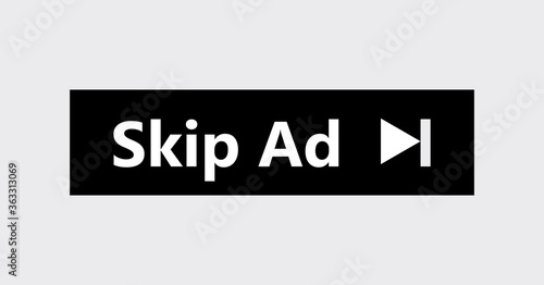 Skip ad vector button. Block advertisement icon. Simple Vector Skip Ad Button. Skip Ad button advertisement isolated icon
