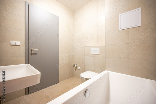 Wallpaper Mural Bathroom and toilet in an apartment for rent. Real estate photo. Torontodigital.ca