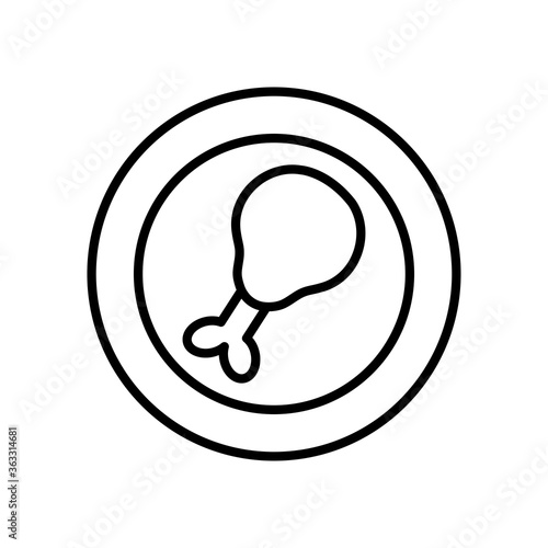 dish with chicken thigh icon, line style
