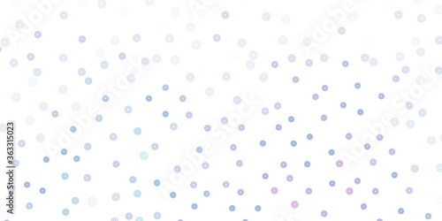 Light pink, blue vector doodle pattern with flowers.