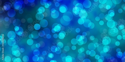 Light BLUE vector backdrop with dots. Glitter abstract illustration with colorful drops. Design for posters, banners.