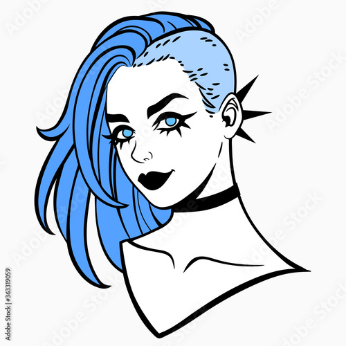 Cute punk girl with mohawk haircut